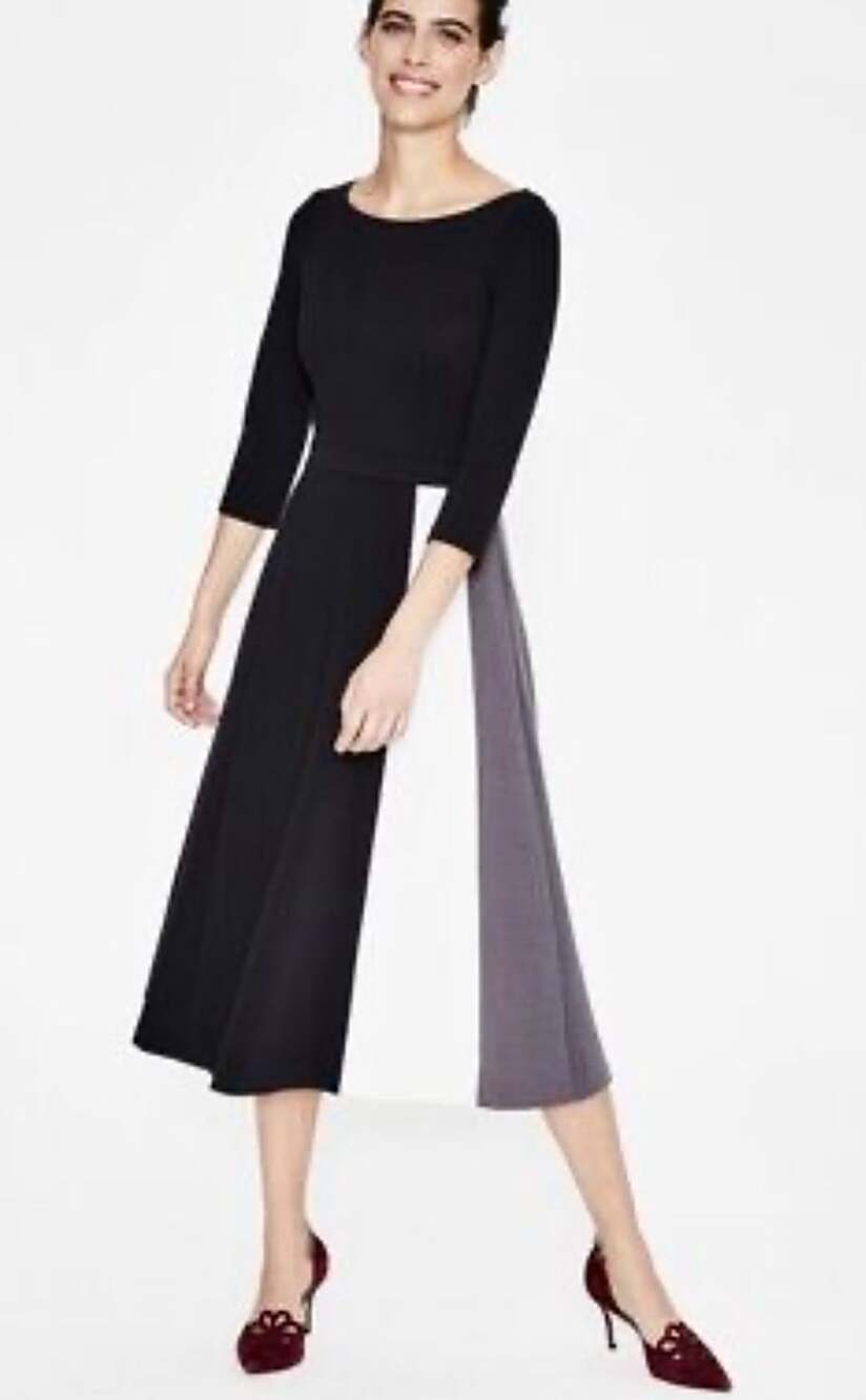 Boden Claudia Ponte Midi Dress Size US 18L Black Colorblock